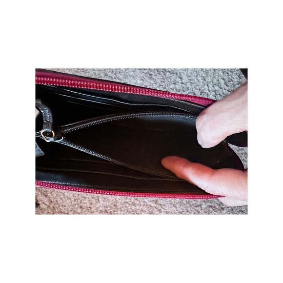 PRADA CHERRY TESSUTO + NAPPA CHERRY ZIP AROUND WALLET - Picture 8 of 10